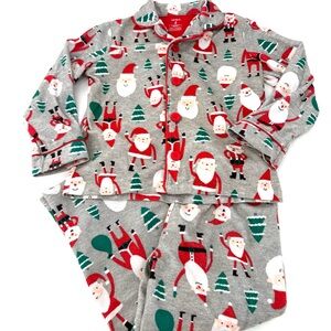 Carter's Festive Santa and Tree Pajama Set - Gray and Red